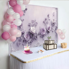 Lofaris Eleganter Lavendel-Rosen-3D-Partyhintergrund, für Hochzeiten und Babypartys, romantische Fotokulisse