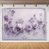 Lofaris Eleganter Lavendel-Rosen-3D-Partyhintergrund, für Hochzeiten und Babypartys, romantische Fotokulisse