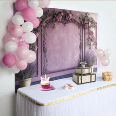 Lofaris Romantischer Lavendel-Rosen-Hintergrund mit Zierleisten, für Hochzeiten und Babypartys, elegante Fotokulisse