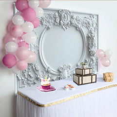 Lofaris Weißer barocker Engel und Blumen Partyhintergrund, für Hochzeiten, Taufen und elegante Feiern, professionelle Fotografie