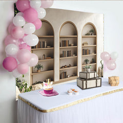 Lofaris Architektonischer Bücherregal-Hintergrund mit gewölbten Nischen, für Fotostudio und Porträts, modernes und elegantes