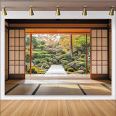 Lofaris Ruhiger Japanischer Garten-Hintergrund mit Herbstfarben, ideal für Fotografie, Events und Meditation