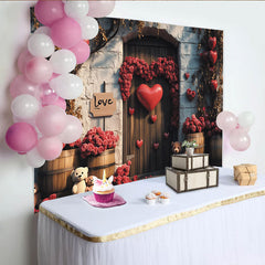 Lofaris Romantischer Rosen-Herz-Partyhintergrund, für Valentinstag, Verlobung und Hochzeitsfeiern, mit Teddybären