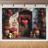 Lofaris Romantischer Rosen-Herz-Partyhintergrund, für Valentinstag, Verlobung und Hochzeitsfeiern, mit Teddybären