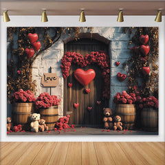 Lofaris Romantischer Rosen-Herz-Partyhintergrund, für Valentinstag, Verlobung und Hochzeitsfeiern, mit Teddybären