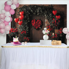 Lofaris Romantischer Valentinstag Hintergrund mit roten Rosen und Herzballons, für eine stimmungsvolle Fotografie