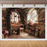 Lofaris Romantischer Valentinstagshintergrund mit roten und rosa Rosen, grünen Ranken und Herzdekorationen für Fotoshootings und Feiern