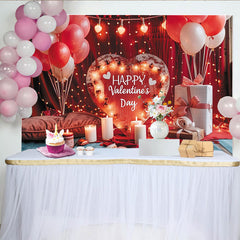Lofaris Romantischer Valentinstagshintergrund mit leuchtendem Herz, roten Ballons und Kerzenlicht für unvergessliche Fotos