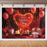 Lofaris Romantischer roter Herzballon Valentinstagshintergrund mit Lichterkette, Kerzen und Geschenken, für Paare und Fotoshooting Dekoration