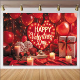 Lofaris Roter Valentinstagshintergrund mit leuchtenden Herzen und Ballons, romantische Kerzen und Geschenk für liebevolle Feier Dekoration