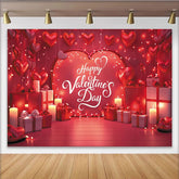 Lofaris Roter Valentinstagshintergrund mit roten Herzen, Lichterketten und Geschenkboxen für romantische Feierlichkeiten