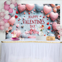 Lofaris Rosa Herzballon Valentinstagshintergrund hellblau rot, mit Rosen und Konfetti für romantische Feier