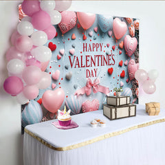 Lofaris Rosa Herzballon Valentinstagshintergrund hellblau rot, mit Rosen und Konfetti für romantische Feier
