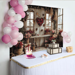 Lofaris Romantischer Valentinstagshintergrund mit roten Rosen, rosa Blumen und Herzdeko, ideal für Fotostudio und Feierlichkeiten