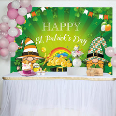 Lofaris Grüner festlicher St. Patrick's Day Hintergrund mit Kobolden, Kleeblättern und Goldmünzen, ideale Partydekoration