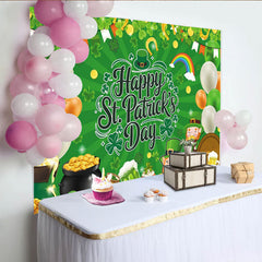 Lofaris Grüner St. Patrick's Day Hintergrund mit Kleeblättern, Kobold und Topf voller Gold für Party