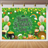 Lofaris Grüner St. Patrick's Day Hintergrund mit Kleeblättern, Kobold und Topf voller Gold für Party