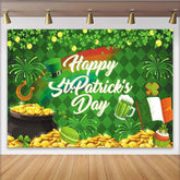 Lofaris Grüner St. Patricks Day Hintergrund, mit Goldmünzen und Kleeblatt für festliche Partydekoration