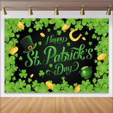 Lofaris St. Patricks Day Hintergrund mit Kleeblättern und Goldmünzen, festliche Dekoration für Party