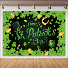 Lofaris St. Patricks Day Hintergrund mit Kleeblättern und Goldmünzen, festliche Dekoration für Party