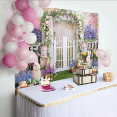 Lofaris Frühlingshafter Oster-Fotohintergrund mit Hasen und bunten Eiern, idyllische Kulisse für Kinderfotoshootings und Frühlingspartys