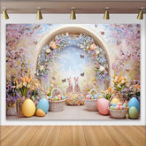 Lofaris Oster-Fotohintergrund mit Hasen und Blumen, frühlingshafter Hintergrund für Fotostudio und Dekoration