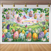 Lofaris Farbenfroher Osterhintergrund mit Schmetterlingen und Regenbogen, fröhliche Kulisse für Frühlingsfotoshootings und Feiern
