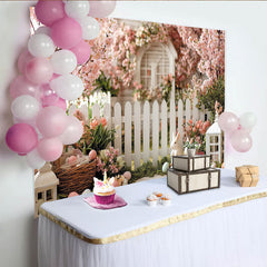 Lofaris Idyllischer Frühlings-Osterhintergrund mit rosa Kirschblüten und Hasen, festliche Fotokulisse für Familienfotos und Frühlings-Shootings
