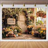 Lofaris Frühlingshafter Oster-Hintergrund mit Blumen und Hasen, wunderschöne Fotokulisse für Frühlingsfeste und Familienfotos