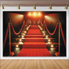 Lofaris Glamouröser Roter Teppich Fotohintergrund mit goldenen Absperrpfosten, elegante Kulisse für Partys und professionelle Fotoshootings
