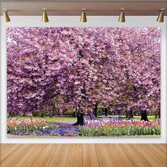 Lofaris Rosa Kirschblüten Frühlingslandschaft Fotohintergrund, lebendige Kulisse für professionelle Fotoshootings und Dekoration