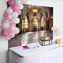 Lofaris Eleganter Klassischer Saal Fotohintergrund mit Bögen und Kronleuchtern, luxuriöse Kulisse für Hochzeiten und Fotoshootings