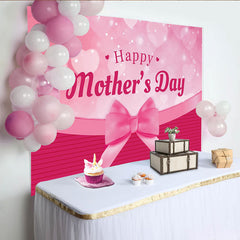 Lofaris Festlicher Rosa Muttertag Hintergrund mit Herzen und Schleife, wunderschöne Kulisse für liebevolle Fotoshootings und Partydekoration