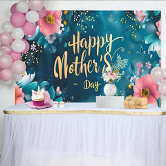 Lofaris Glücklicher Muttertags-Hintergrund mit Blumen und goldenem Text, elegante Kulisse für festliche Feiern und Fotoshootings