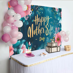 Lofaris Glücklicher Muttertags-Hintergrund mit Blumen und goldenem Text, elegante Kulisse für festliche Feiern und Fotoshootings