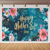 Lofaris Glücklicher Muttertags-Hintergrund mit Blumen und goldenem Text, elegante Kulisse für festliche Feiern und Fotoshootings