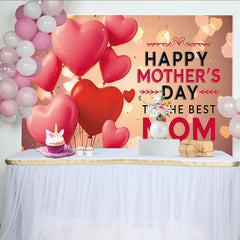 Lofaris Rosa rote Herzballons Muttertagshintergrund für die Mama, mit Bokeh Effekten und goldenem Konfetti festliche Fotowand