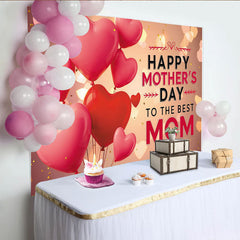 Lofaris Rosa rote Herzballons Muttertagshintergrund für die Mama, mit Bokeh Effekten und goldenem Konfetti festliche Fotowand