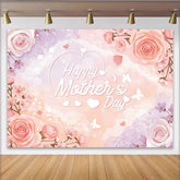 Lofaris Zarter Muttertagshintergrund mit Happy Mother's Day Schriftzug, elegante Fotowand für Familienfeiern und Fotoshootings