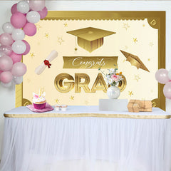 Lofaris Goldener Glitzer Abschlussfeierhintergrund mit Diplom und Sternen, elegante Fotowand für Graduierungsparty Dekoration