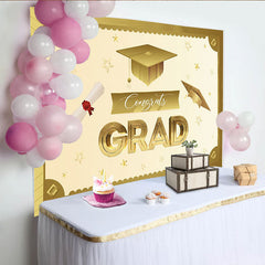 Lofaris Goldener Glitzer Abschlussfeierhintergrund mit Diplom und Sternen, elegante Fotowand für Graduierungsparty Dekoration