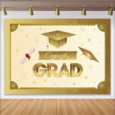 Lofaris Goldener Glitzer Abschlussfeierhintergrund mit Diplom und Sternen, elegante Fotowand für Graduierungsparty Dekoration