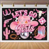 Lofaris Glitzer Pink Cowgirl-Geburtstagshintergrund für Mädchenparty, luxuriöse Western-Fotowand für Fotoshooting und Events