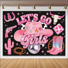 Lofaris Glitzer Pink Cowgirl-Geburtstagshintergrund für Mädchenparty, luxuriöse Western-Fotowand für Fotoshooting und Events