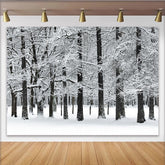 Lofaris Malerischer Winterwald Fotohintergrund mit verschneiten Bäumen, ideale Kulisse für Winterfotos und festliche Dekoration