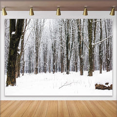 Lofaris Verschneiter Winterwald-Fotohintergrund mit kahlen Bäumen, idyllische Kulisse für professionelle Fotografie und Winterdekoration
