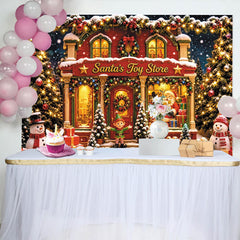 Lofaris Festlicher Weihnachts-Hintergrund mit Weihnachtsmann und Spielzeugladen, winterliche Kulisse für Fotoshootings und Dekoration