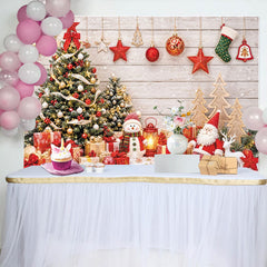 Lofaris Festlicher Weihnachtshintergrund mit Tannenbäumen und Geschenken, gemütliche Fotowand für Winterdekoration