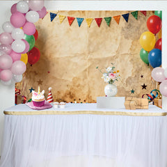 Lofaris Bunter Festlicher Geburtstagshintergrund mit Luftballons und Wimpelkette, Vintage Party Kulisse für fröhliche Feierlichkeiten