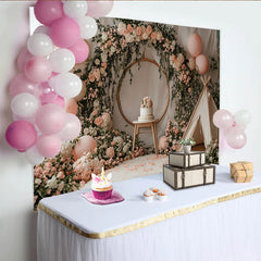 Lofaris Rosa und weiße Blumen auf Vintage-Holzfotohintergrund, rustikaler Wandteppich für Porträtfotografie und Fotostudio